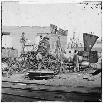 Thumbnail for 5770 - Richmond, Va. Crippled locomotive, Richmond & Petersburg Railroad depot