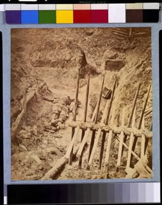 Thumbnail for 6248 - Dead Confederate soldier, in trenches of Fort Mahone in front of Petersburg, Va., April 3, 1965