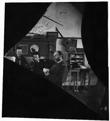 Thumbnail for 6656 - Quarters of Dr. David McKay (Army of the James), interior view withi men playing cards