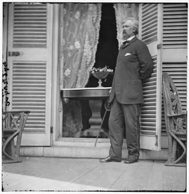 Thumbnail for 667 - Richmond, Virginia. Col. Plauder? Ord at the residence of Jefferson Davis. In the doorway is the table on which the surrender of Gen. Robert E. Lee was signed