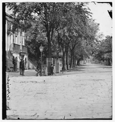 670 - Charleston, South Carolina. View looking east from the corner of Meeting Street & Broad Street. City Hall in the foreground used as a Provost Guard House