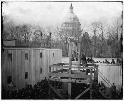 Thumbnail for 673 - Washington, D.C. Soldier springing the trap; men in trees and Capitol dome beyond