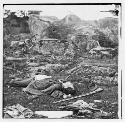 Thumbnail for 680 - Gettysburg, Pa. Dead Confederate soldiers in 'the devil's den'