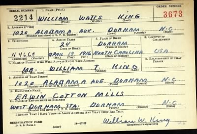 William Watts > King, William Watts