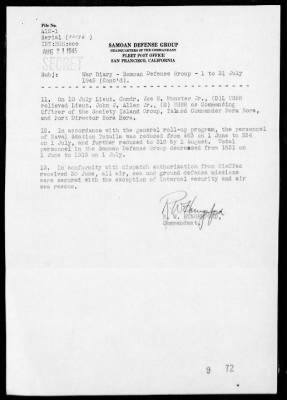 COM SAMOAN DEFENSE GR > War Diary, 7/1-31/45