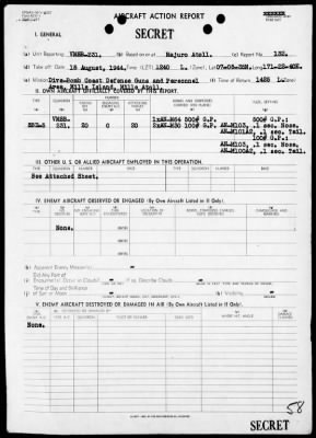 Thumbnail for VMSB-231 > ACA Reps Nos 125-132-Air opers against the Marshall Islands, 8/7-15/44