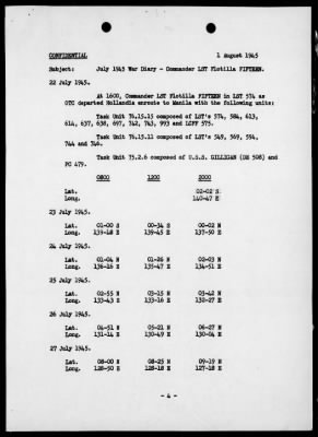 COM LST FLOT 15 > War Diary, 7/1-31/45