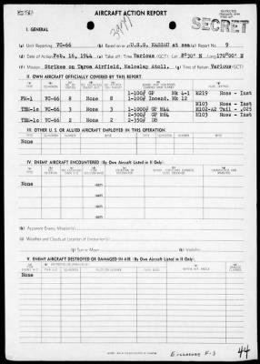 Thumbnail for VC-66 > ACA Reps Nos 1-13 - Air opers against the Marshall Islands, 2/6-21/44