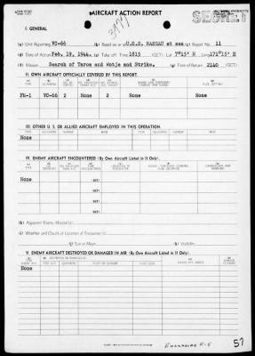 VC-66 > ACA Reps Nos 1-13 - Air opers against the Marshall Islands, 2/6-21/44