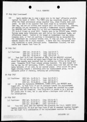 USS MISSOURI > War Diary, 7/1-31/45