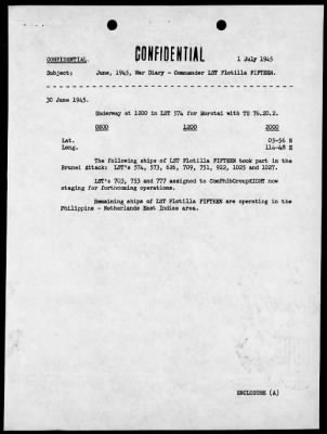 COM LST FLOT 15 > War Diary, 6/1-30/45