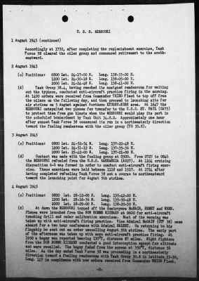 USS MISSOURI > War Diary, 8/1-31/45