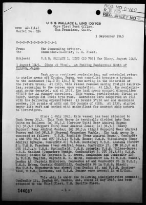 USS WALLACE L LIND > War Diary, 8/1-31/45