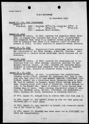 USS SAVANNAH > War Diary, 8/1-31/45