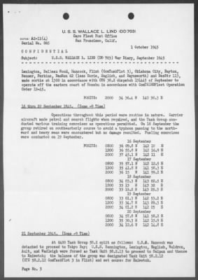 USS WALLACE L LIND > War Diary, 9/1-30/45