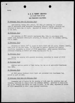 USS TERRY > War Diary, 1/26/43 TO 3/31/43