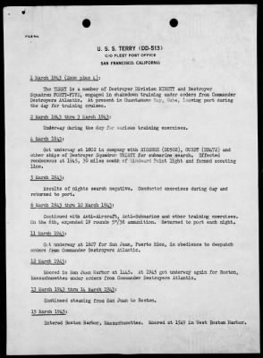 USS TERRY > War Diary, 1/26/43 TO 3/31/43