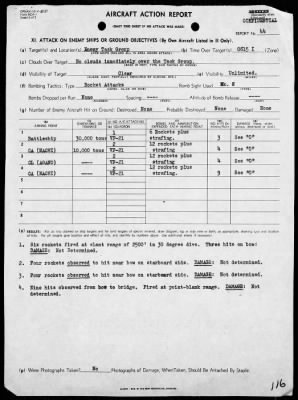 Thumbnail for VF-21 > ACA Reports Nos 22-46 - Air operations against the Palau Islands & Formosa, 9/18/44 - 1/22/44 and attacks on Jap Fleet on 10/25/44