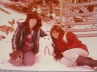 Thumbnail for Bambi and Donna, about 1980, SNOW- Bradshaw MT - Prescott, Our CABIN in Potato Patch