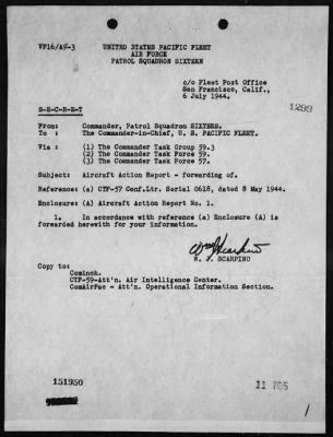 Thumbnail for VP-16 > ACA Report #1 - Action with enemy aircraft west of the Marianas Islands, 6/23/44