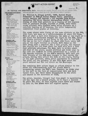 Thumbnail for VP-16 > ACA Report #1 - Action with enemy aircraft west of the Marianas Islands, 6/23/44