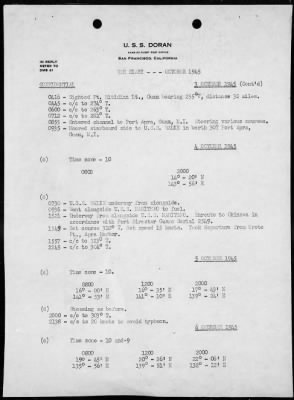 USS DORAN > War Diary, 10/1/45 TO 11/30/45