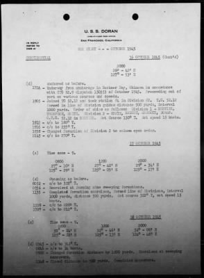 USS DORAN > War Diary, 10/1/45 TO 11/30/45