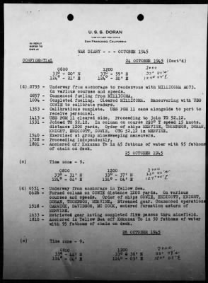 USS DORAN > War Diary, 10/1/45 TO 11/30/45