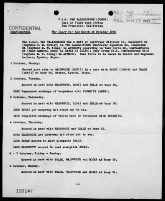 USS VAN VALKENBURGH > War Diary, 10/1-31/45