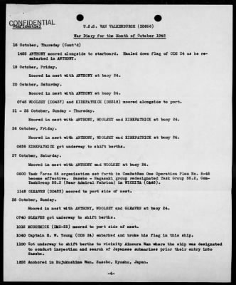 USS VAN VALKENBURGH > War Diary, 10/1-31/45