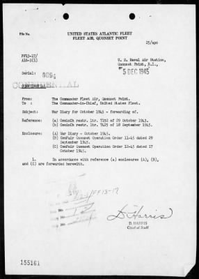 COM FLEET AIR QUONSET POINT > War Diary, 10/1-31/45