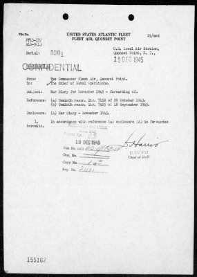 COM FLEET AIR QUONSET POINT > War Diary, 11/1-30/45