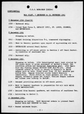 USS MONAGHAN > War Diary, 12/7/41--1/31/42