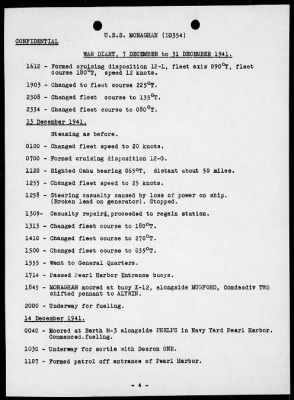 USS MONAGHAN > War Diary, 12/7/41--1/31/42