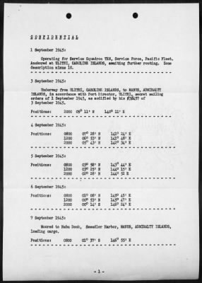 Thumbnail for USS HESPERIA > War Diary, 9/1-30/45