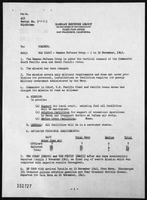 COM SAMOAN DEFENSE GR > War Diary, 11/1-30/45