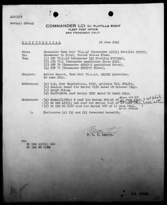 COM LST FLOT 15 > Forwarding action reports on operations in support of the assault landings in the Brunei Bay Area, Borneo, 6/7-12/45