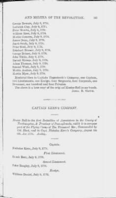 Thumbnail for Volume XIV > Muster Rolls and Papers Relating to the Associators and Militia of the County of Northampton.