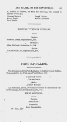 Thumbnail for Volume XIV > Muster Rolls and Papers Relating to the Associators and Militia of the County of Bedford.