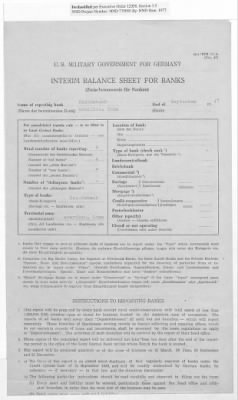 American Zone: Interim Balance Sheets for Banks, September 1947