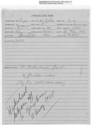 Thumbnail for records Relating to Tabulation and Classification of Deposits > Inventory Worksheets: Forms 3013-3099