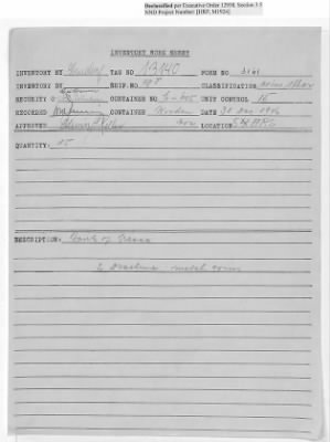 Thumbnail for records Relating to Tabulation and Classification of Deposits > Inventory Worksheets: Forms 3013-3099