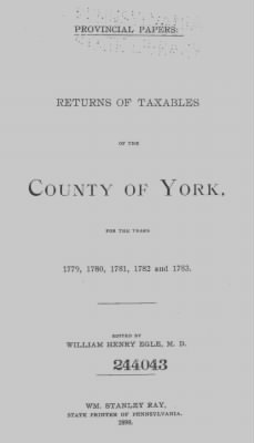 Thumbnail for Volume XXI > Provincial Papers: Returns of Taxables of the County of York, for the Years 1779, 1780, 1781, 1782 and 1783.