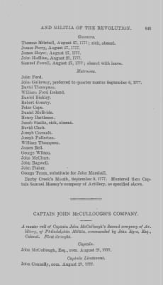 Thumbnail for Volume XIII > Muster Rolls and Papers Relating to the Associators and Militia of the City and County of Philadelphia.