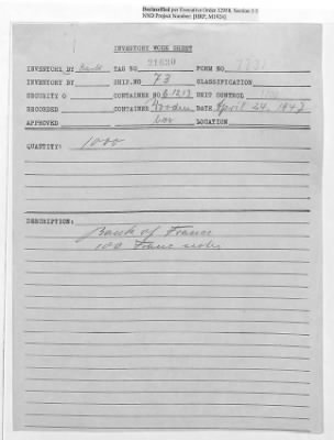 Thumbnail for Records Relating to Tabulation and Classification of Deposits > Inventory Worksheets: Forms 7300-7399