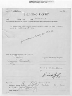 Thumbnail for Records Relating to Tabulation and Classification of Deposits > Shipping Tickets 65-69