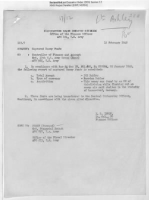 Thumbnail for Records of the Currency Section Received From Supreme Headquarters, Allied Expeditionary Forces (SHAEF) > 17/12 Funds Captured Or Confiscated Enemy Funds: Correspondence and Reports [N.D.; August 1944; November 1944-March 1945]