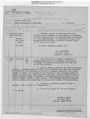 Thumbnail for Records of the Currency Section Received From Supreme Headquarters, Allied Expeditionary Forces (SHAEF) > 17/12 Funds Captured Or Confiscated Enemy Funds: Correspondence and Reports [N.D.; August 1944; November 1944-March 1945]