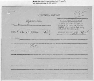 Thumbnail for Records of the Currency Section Received From Supreme Headquarters, Allied Expeditionary Forces (SHAEF) > 17/12 Funds Captured Or Confiscated Enemy Funds: Correspondence and Reports [N.D.; August 1944; November 1944-March 1945]