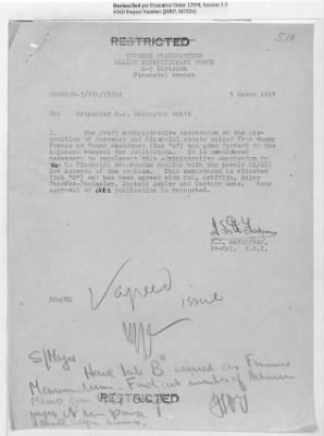 Thumbnail for Records of the Currency Section Received From Supreme Headquarters, Allied Expeditionary Forces (SHAEF) > 17/12 Funds Captured Or Confiscated Enemy Funds: Correspondence and Reports [N.D.; August 1944; November 1944-March 1945]